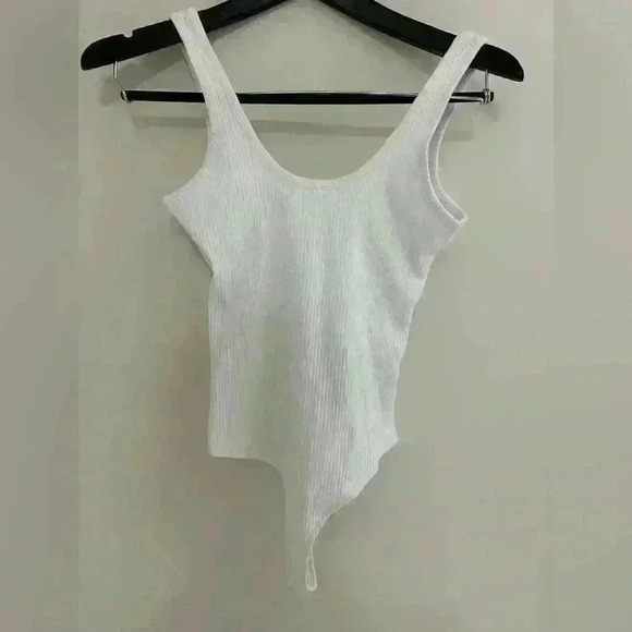 Articles of Society White Ribbed Cotton Stretch Thong Bodysuit Size XS NWT - Picture 1 of 5